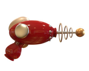 red Vintage Ray Gun on white background with clipping mask